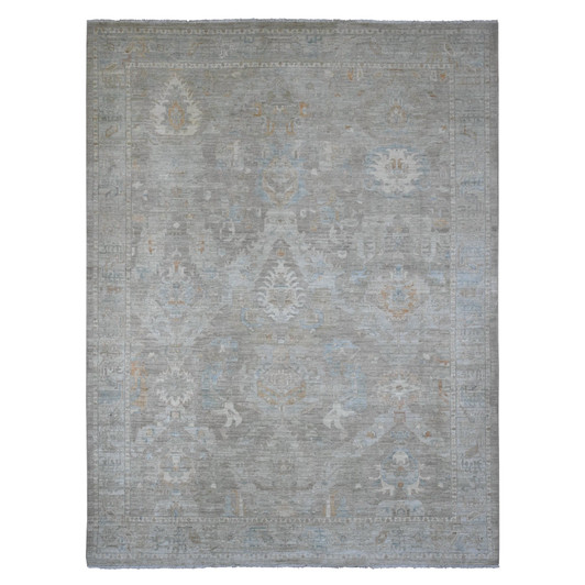 Oushak And Peshawar Wool Hand Knotted Rug Grey 8.11x11.11 -O020090