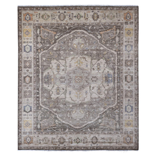 Heriz Wool Hand Knotted Rug Grey 8.1x9.9 -O020091