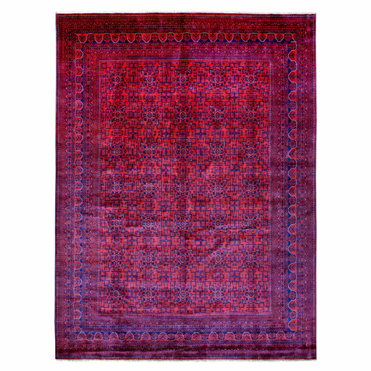 Tribal & Geometric Wool Hand Knotted Rug Red 9.9x12.11 -O020001