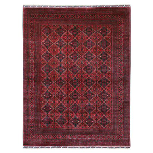 Tribal & Geometric Wool Hand Knotted Rug Red 9.9x12.7 -O020391