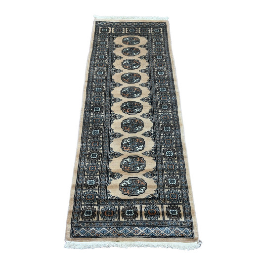 Tribal & Geometric Wool Hand Knotted Rug Ivory 2.1x5.9 -O020516