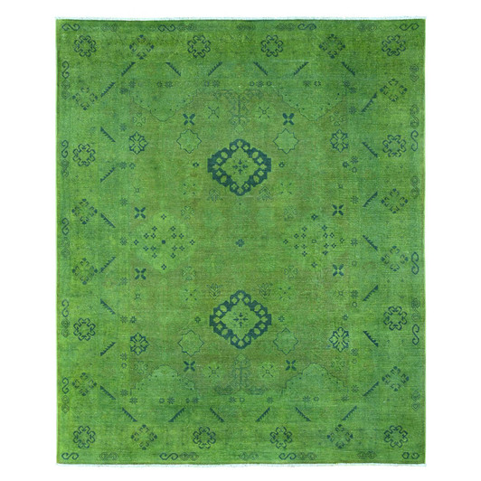 Kazak Wool Hand Knotted Rug Green 7.10x9.7 -O020251