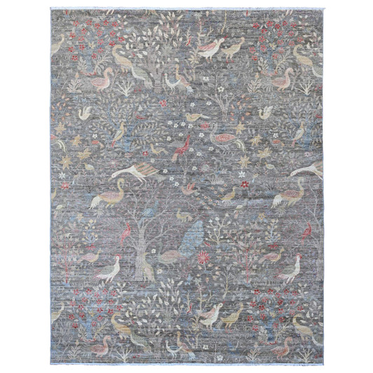 Oushak And Peshawar Wool Hand Knotted Rug Grey 9.1x11.9 -O089744