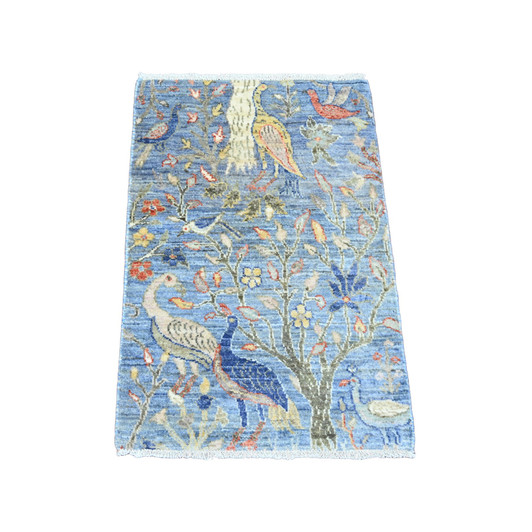 Oushak And Peshawar Wool Hand Knotted Rug Blue 2.0x3.0 -O020041