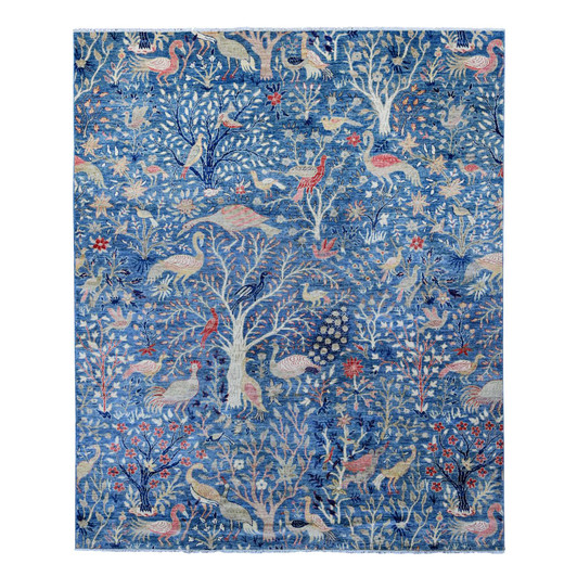 Oushak And Peshawar Wool Hand Knotted Rug Blue 8.2x9.8 -O089847