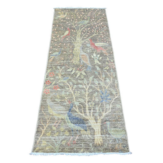 Oushak And Peshawar Wool Hand Knotted Rug Grey 2.4x6.1 -O089840