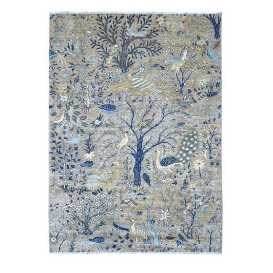 Oushak And Peshawar Wool Hand Knotted Rug Grey 6.2x8.6 -O020258