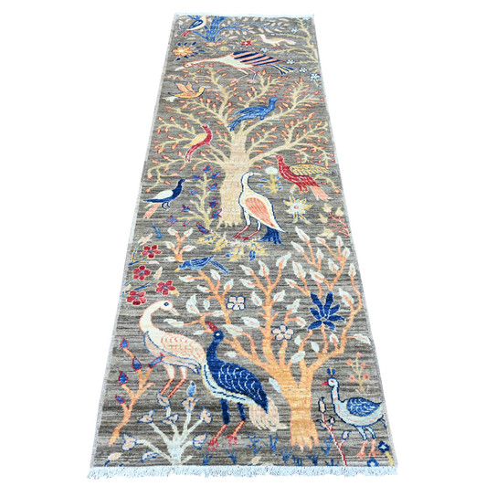 Oushak And Peshawar Wool Hand Knotted Rug Grey 2.7x7.8 -O020272