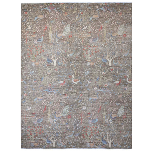 Oushak And Peshawar Wool Hand Knotted Rug Brown 12.1x15.5 -O020456