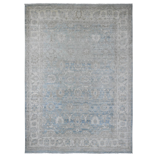 Oushak And Peshawar Wool Hand Knotted Rug Blue 8.8x11.11 -O020165