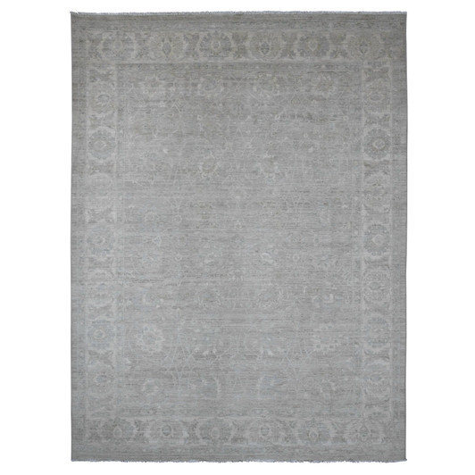 Oushak And Peshawar Wool Hand Knotted Rug Grey 8.11x11.11 -O020166