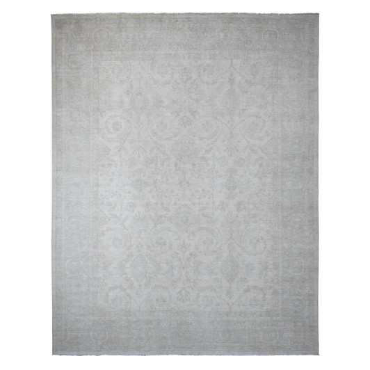 Oushak And Peshawar Wool Hand Knotted Rug Ivory 12.0x15.1 -O020365
