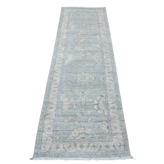 Oushak And Peshawar Wool Hand Knotted Rug Grey 2.5x7.9 -O020685