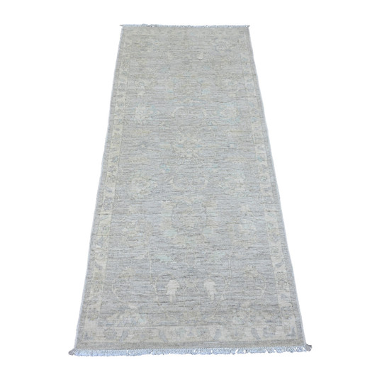 Oushak And Peshawar Wool Hand Knotted Rug Grey 2.6x5.9 -O020686