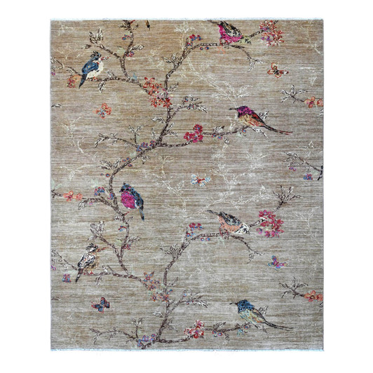 Modern and Contemporary Wool Hand Knotted Rug Brown 8.2x9.9 -O021001