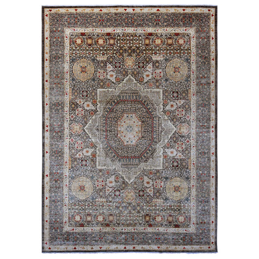 Mamluk Wool Hand Knotted Rug Brown 9.9x13.8 -O020381
