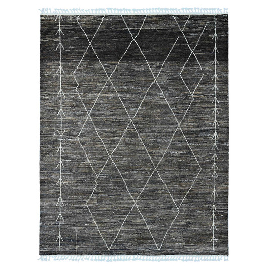 Tribal & Geometric Wool Hand Knotted Rug Brown 7.11x10.0 -O020385