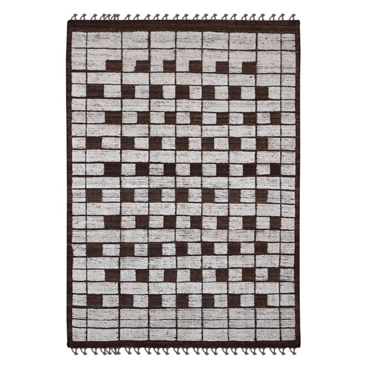 Tribal & Geometric Wool Hand Knotted Rug Brown 6.4x8.11 -O020421