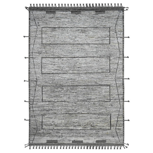 Tribal & Geometric Wool Hand Knotted Rug Grey 6.2x9.0 -O020423