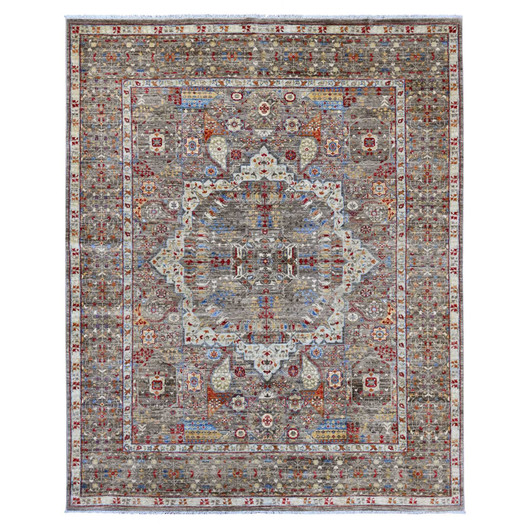 Mamluk Wool Hand Knotted Rug Brown 7.10x9.6 -O020454