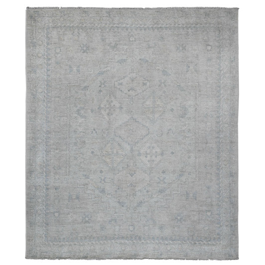 Oushak And Peshawar Wool Hand Knotted Rug Grey 8.0x9.8 -O020539