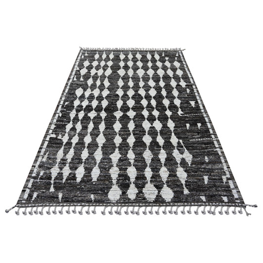 Tribal & Geometric Wool Hand Knotted Rug Grey 5.6x8.0 -O020546