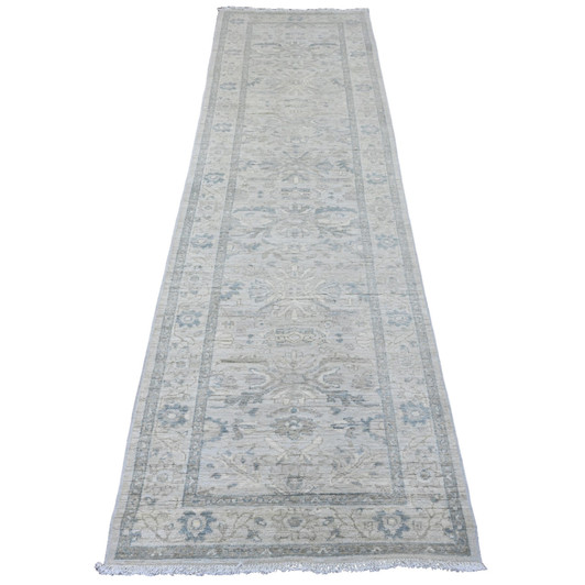 Heriz Wool Hand Knotted Rug Ivory 2.9x9.10 -O020647