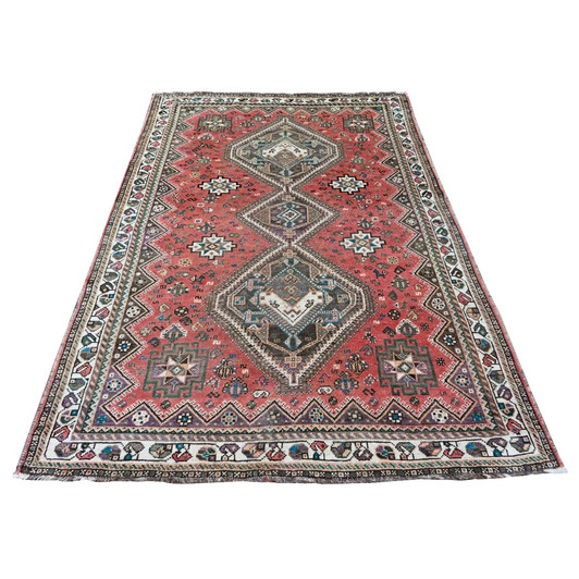 Overdyed & Vintage Wool Hand Knotted Rug Red 5.7x7.11 -O020653