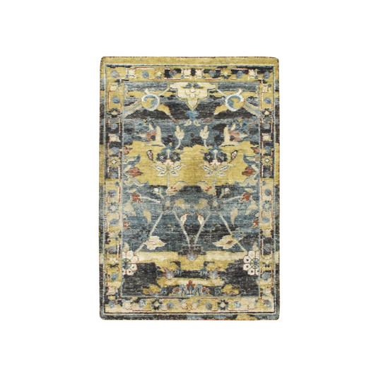 Transitional Wool Hand Knotted Rug Yellow 2.0x3.3 -O075699