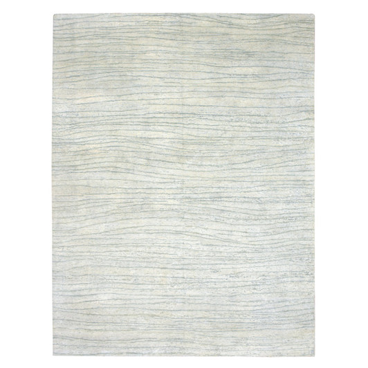 Modern and Contemporary Silk Hand Knotted Rug Ivory 9.0x11.11 -O075705