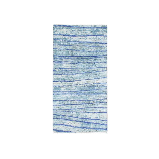 Modern and Contemporary Silk Hand Knotted Rug Blue 2.0x4.0 -O075710