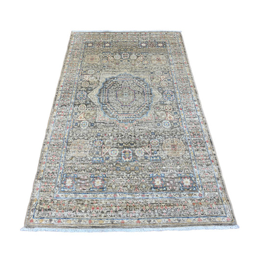 Mamluk Wool Hand Knotted Rug Brown 3.9x6.7 -O020929