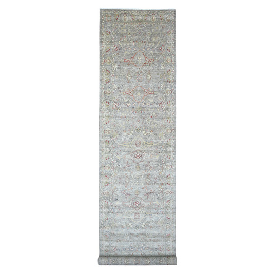 Oushak And Peshawar Wool Hand Knotted Rug Grey 3.11x19.3 -O020985