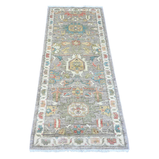 Oushak And Peshawar Wool Hand Knotted Rug Grey 2.6x6.0 -O089992