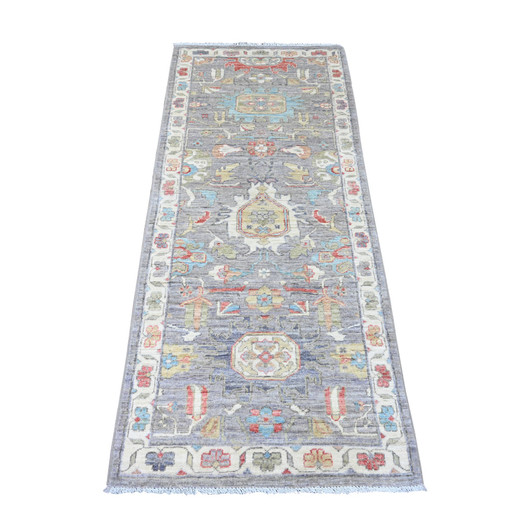 Oushak And Peshawar Wool Hand Knotted Rug Grey 2.6x5.11 -O089995