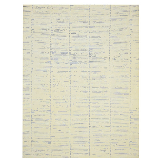 Modern and Contemporary Wool & Silk Hand Knotted Rug Ivory 9.0x12.0 -O075641