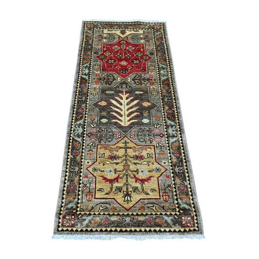 Oushak And Peshawar Wool Hand Knotted Rug Grey 2.6x5.10 -O089820