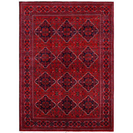 Tribal & Geometric Wool Hand Knotted Rug Red 5.0x6.11 -O0661