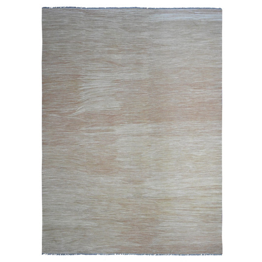 Flat Weave Wool Hand Woven Rug Brown 9.1x12.2 -O020952