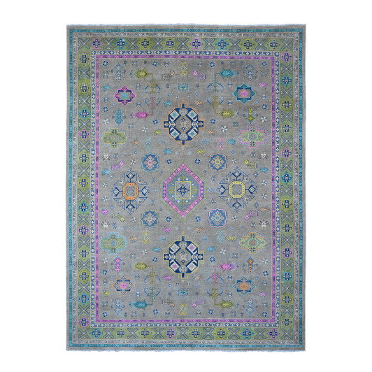 Kazak Wool Hand Knotted Rug Grey 9.9x13.2 -O020973