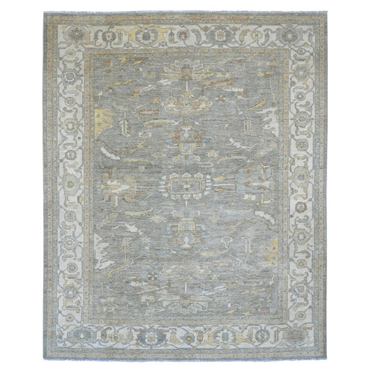 Oushak And Peshawar Wool Hand Knotted Rug Grey 7.11x9.11 -O020991