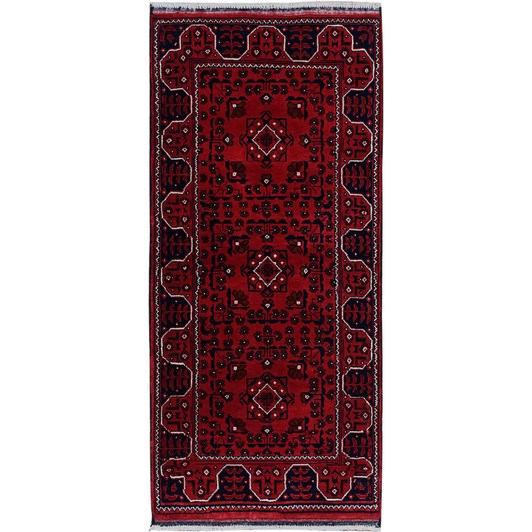Tribal & Geometric Wool Hand Knotted Rug Red 2.3x4.10 -O0682