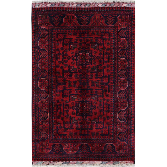 Tribal & Geometric Wool Hand Knotted Rug Red 2.7x3.10 -O0715