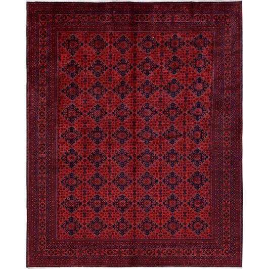 Tribal & Geometric Wool Hand Knotted Rug Red 10.0x12.6 -O0760