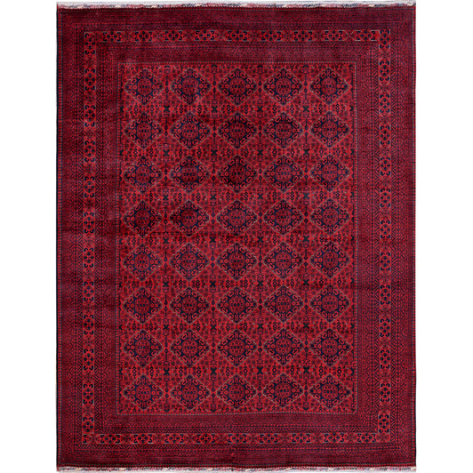 Tribal & Geometric Wool Hand Knotted Rug Red 9.8x12.9 -O0773