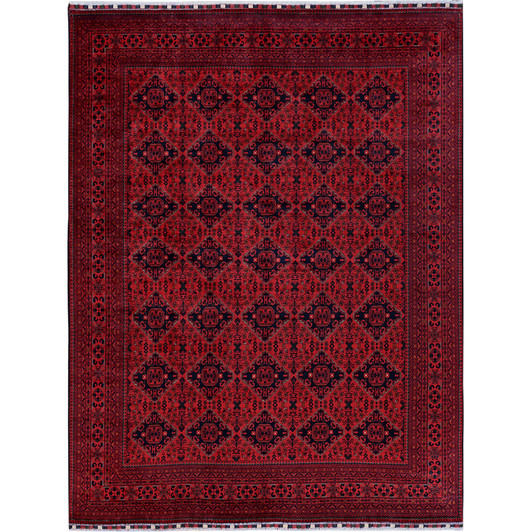 Tribal & Geometric Wool Hand Knotted Rug Red 9.9x12.8 -O0774