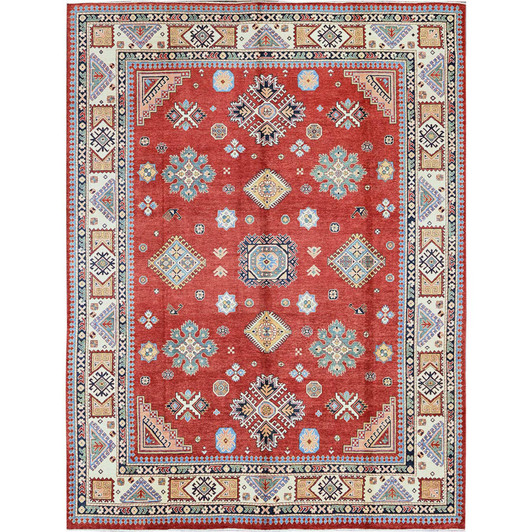 Kazak Wool Hand Knotted Rug Red 8.11x11.10 -O0300