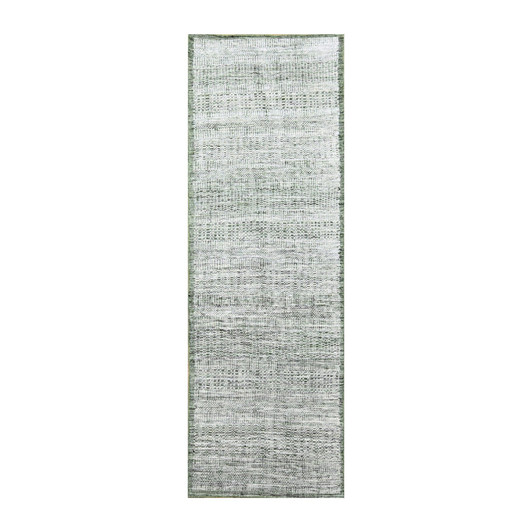 Modern and Contemporary Wool Hand Knotted Rug Green 2.7x8.0 -O076251