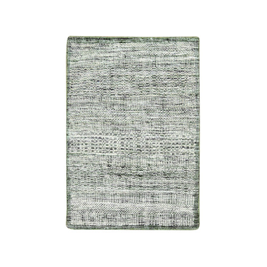 Modern and Contemporary Wool Hand Knotted Rug Green 2.0x3.0 -O076255