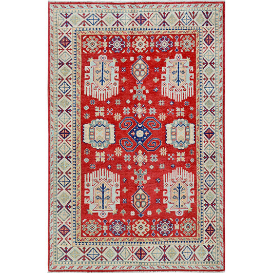 Kazak Wool Hand Knotted Rug Red 3.10x5.10 -O0357